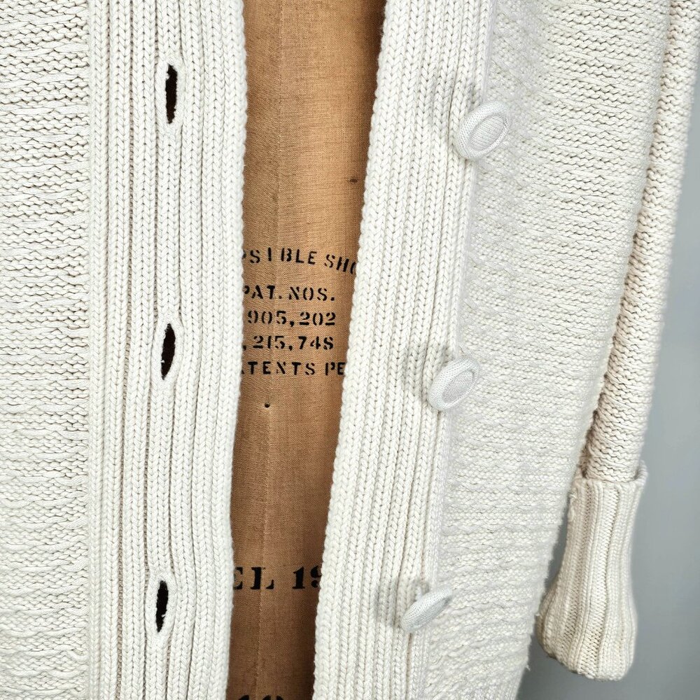 Shipley & Halmos Cotton Cashmere Shawl Collar Cardigan Cream Size L - Picture 10 of 16